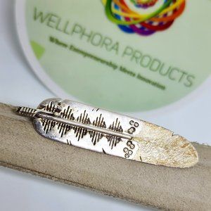 Navajo Sterling Silver High Detail Feather Brooch Pin by Herbert Cayatineto